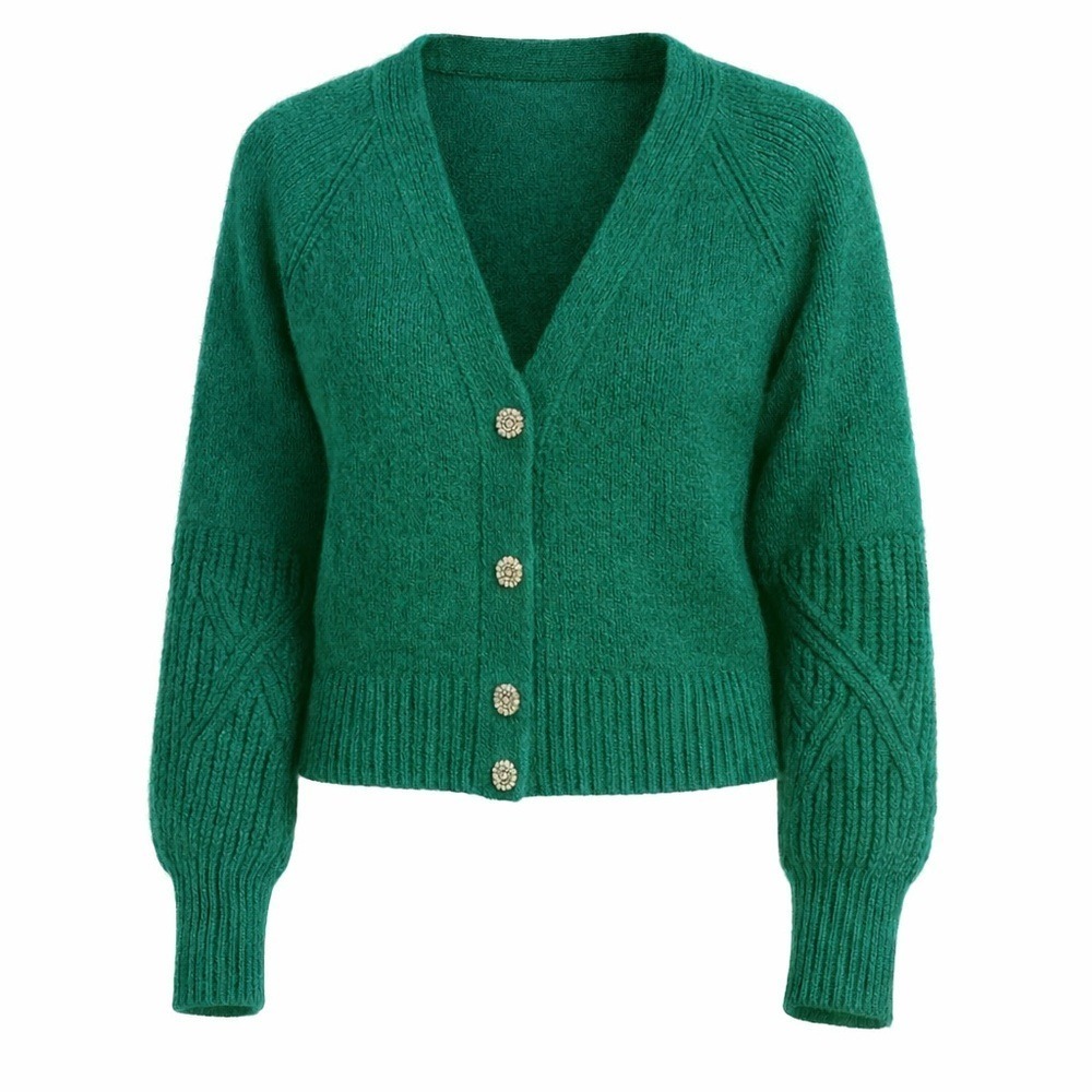 Cable-Knit Cardigan Teal-Geen –‎ Size XL